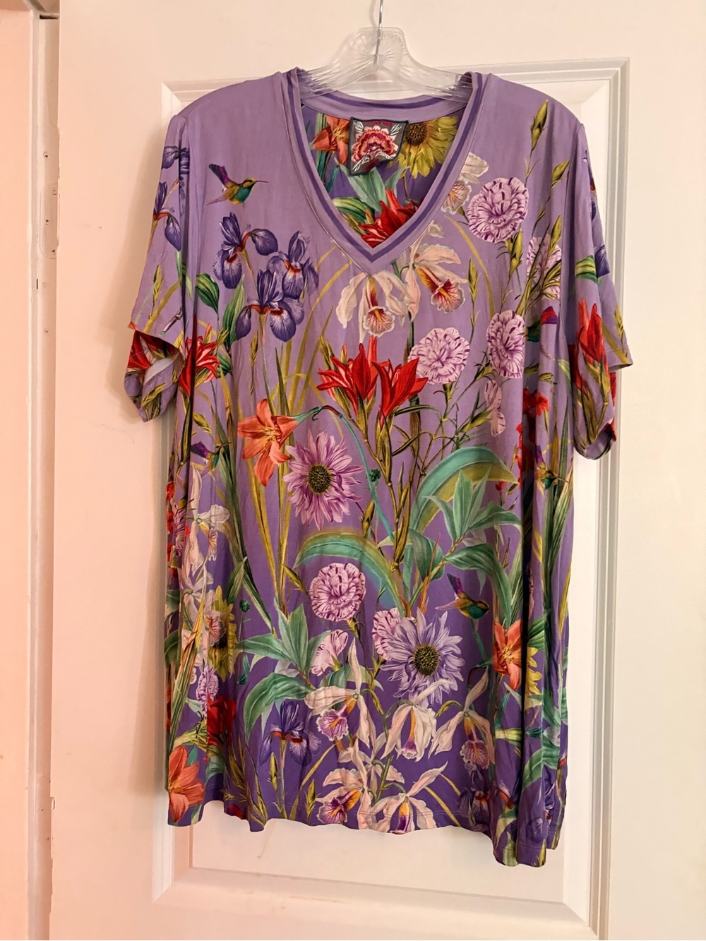 Johnny Was Lavender Floral V-Neck Women's Top